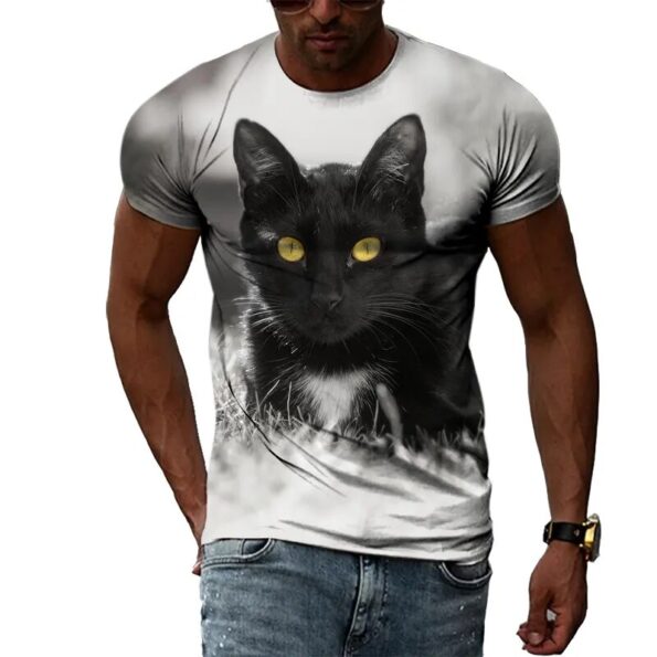 Summer-New-Animal-Cat-Pattern-3D-T-shirt-Hip-Hop-Trend-Personality-Fashion-Round-Neck-Top